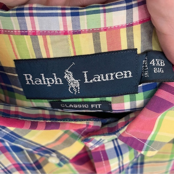 Ralph Lauren Classic Fit Mens 4X Short Sleeve India Madras Plaid Button Shirt 15 - Picture 4 of 6
